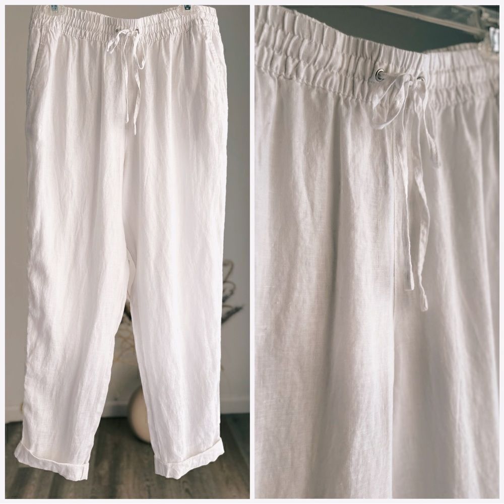 100% Linen H&M Pants Joggers White New